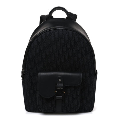 Oblique Jacquard Saddle Zip Backpack Black