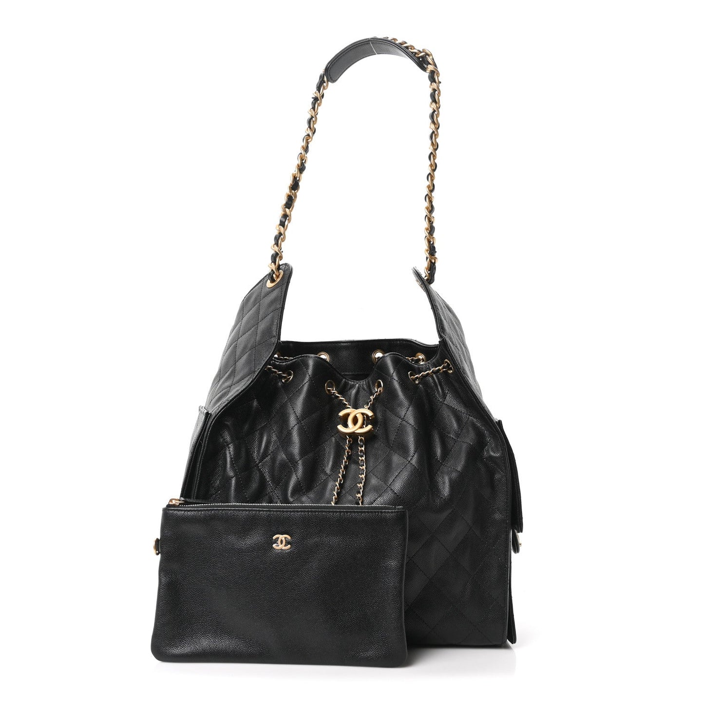 Caviar Quilted Medium Chanel 25 Handbag Black