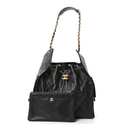 Caviar Quilted Medium Chanel 25 Handbag Black
