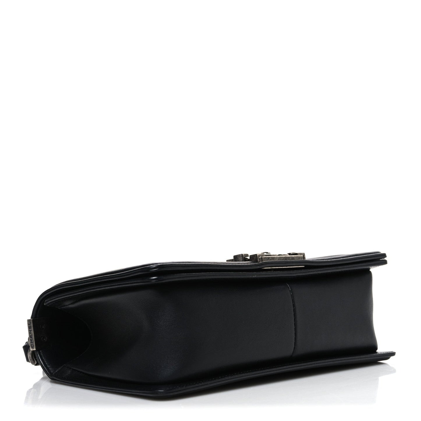 Calfskin Chevron Quilted Medium Boy Flap Black