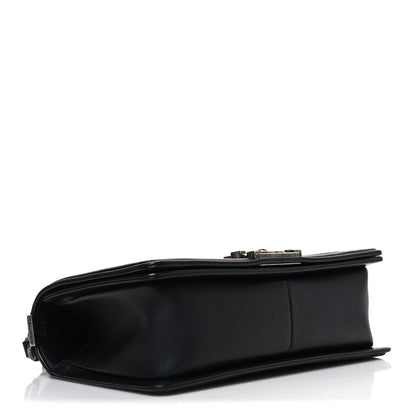 Calfskin Chevron Quilted Medium Boy Flap Black