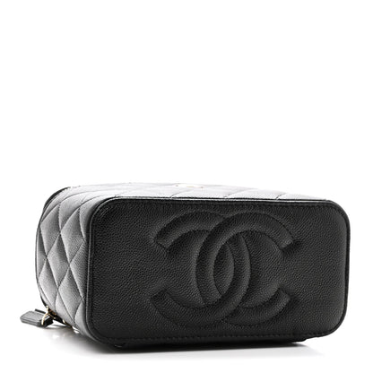 Caviar Quilted Small Vanity Case With Chain Black