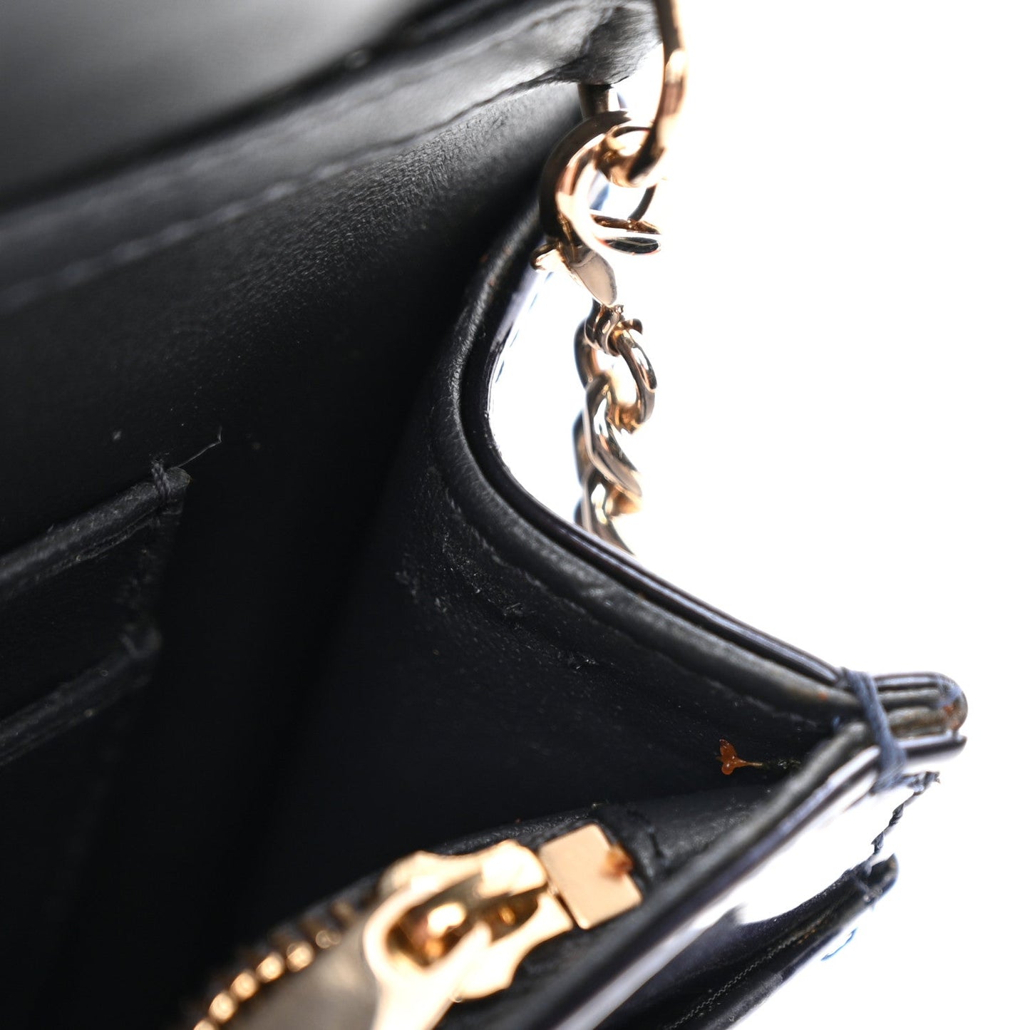 Metallic Patent Micro-Cannage Baby Diorama Flap Bag Navy Blue