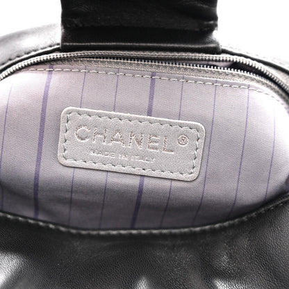 Lambskin Studded Accordion CC Flap Black