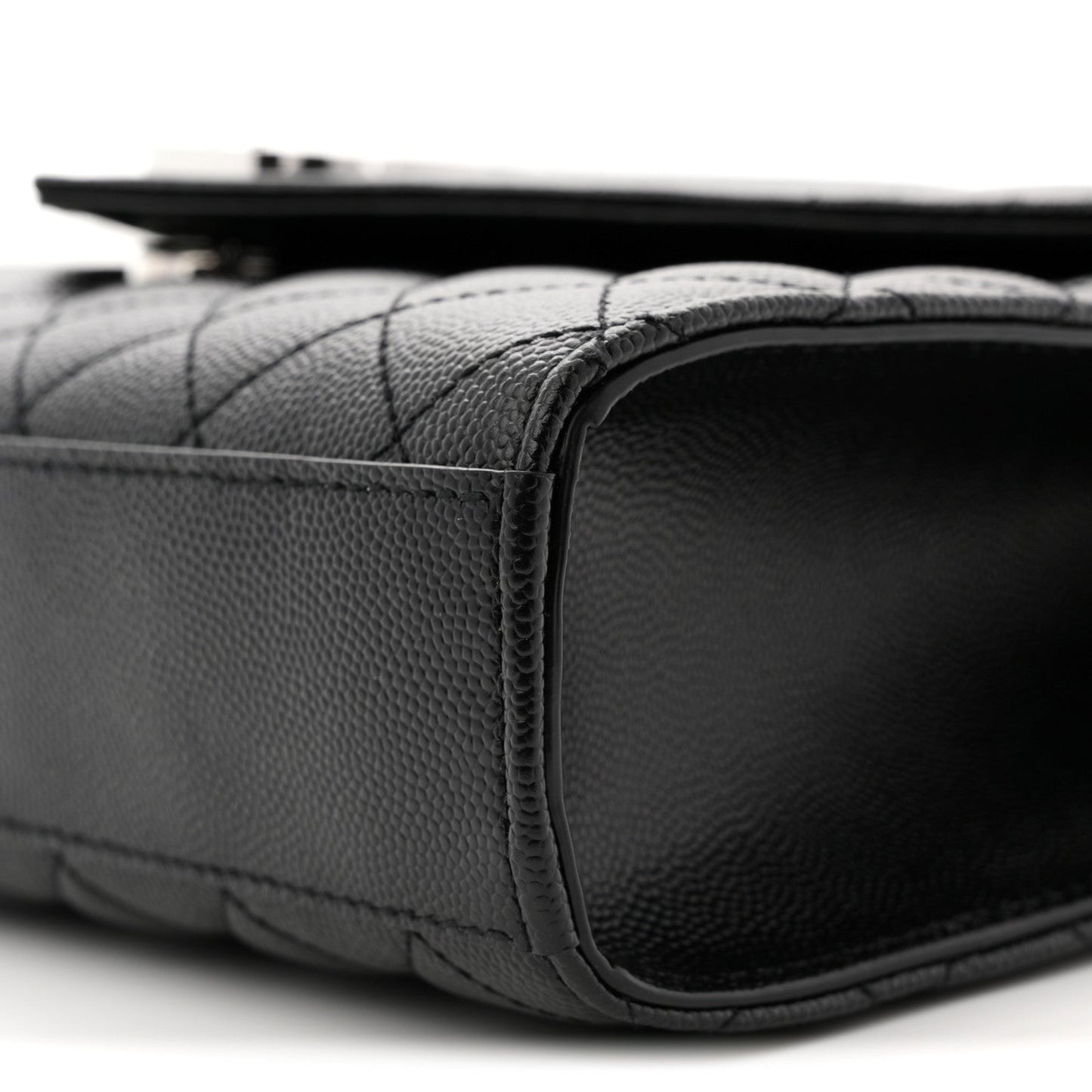 Grain De Poudre Textured Mixed Matelasse Triquilt Medium Monogram Satchel Black