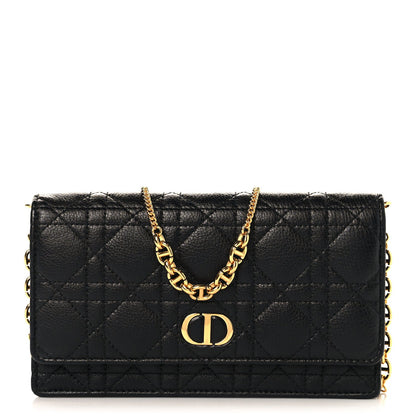 Supple Calfskin Cannage Caro Belt Pouch with Chain  Black