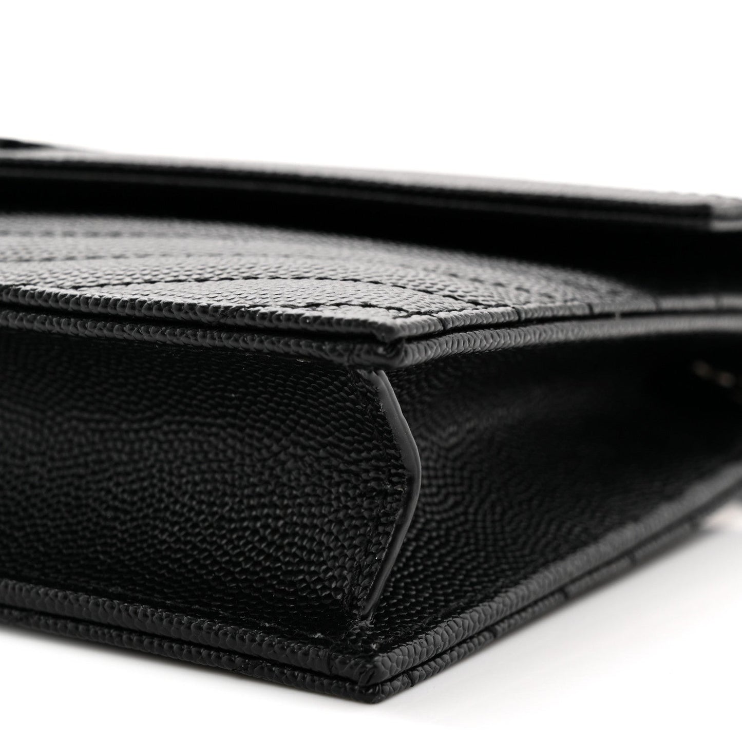 Grain De Poudre Matelasse Chevron Monogram Monochrome Envelope Chain Wallet Black