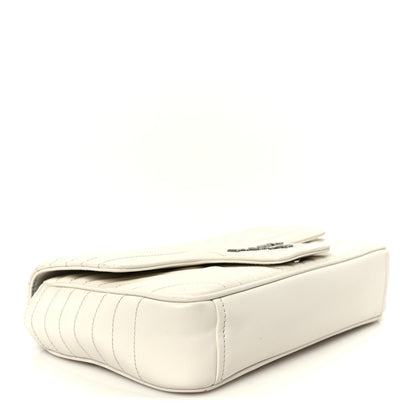 Soft Calfskin Impunture Diagramme Medium Chain Flap Shoulder Bag White