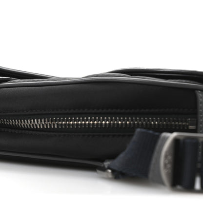 Nylon Grained Calfskin Saddle Bag Black Multicolor