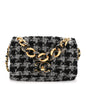 Wool Tweed Quilted Small Elegant Chain Flap Black Grey