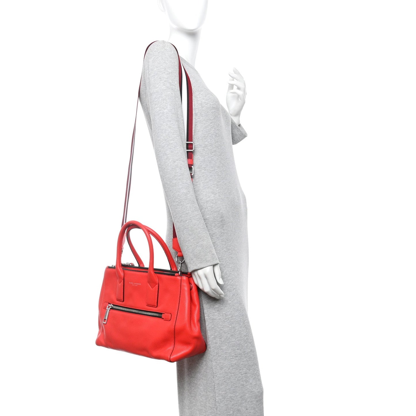 Pebbled Calfskin Gotham Bauletto Satchel Red
