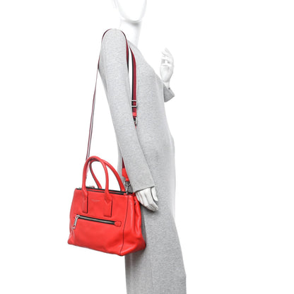 Pebbled Calfskin Gotham Bauletto Satchel Red