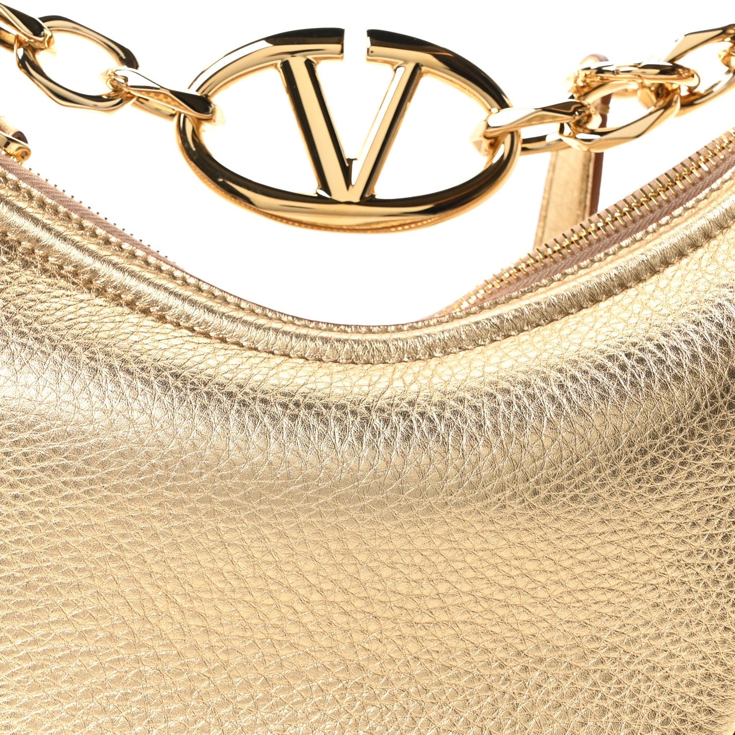 Metallic Nappa Mini Vlogo Moon Hobo Bag Gold