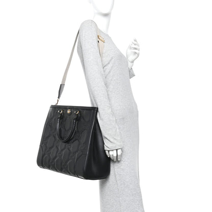 Calfskin GG Matelasse Tote Bag Black