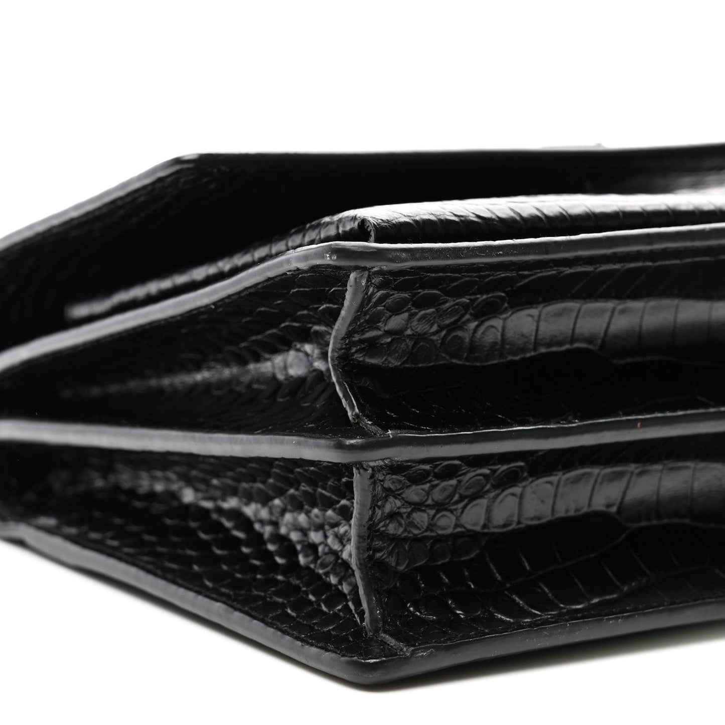Calfskin Crocodile Embossed Medium Monochrome Monogram Sunset Black