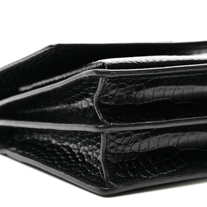Calfskin Crocodile Embossed Medium Monochrome Monogram Sunset Black