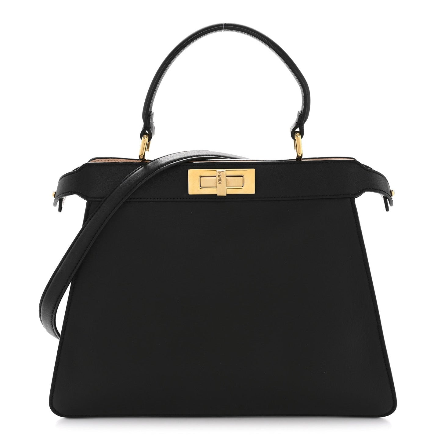 Vitello Seta Shiny Nappa Medium Peekaboo I SEE U Satchel Black Light Rose