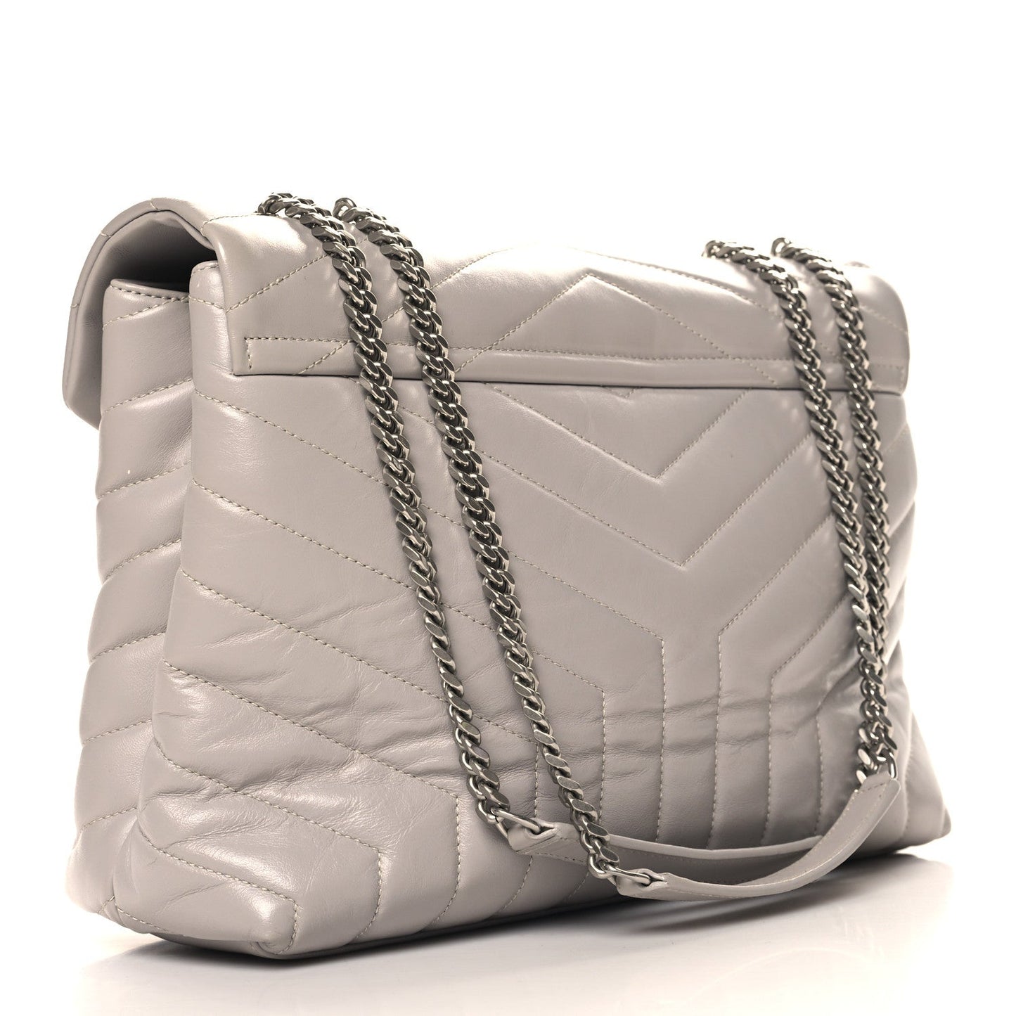 Calfskin Y Quilted Monogram Medium Loulou Chain Satchel Granite