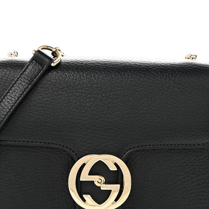 Dollar Calfskin Small Interlocking G Shoulder Bag Black