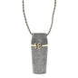 Metal Resin Lambskin Crystal Lipstick Case Long Necklace On Chain Silver Black Gold