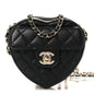 Lambskin Quilted CC In Love Heart Clutch With Chain Black