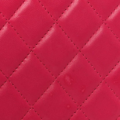 Lambskin Quilted Large Zip Around Organizer Wallet Pink