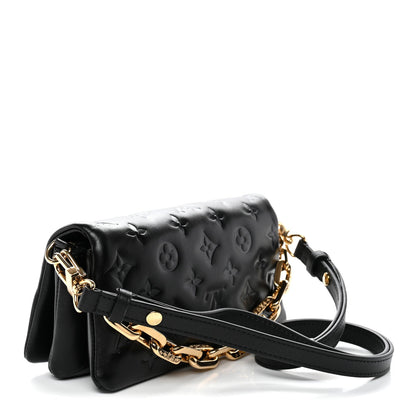 Lambskin Embossed Monogram Pochette Coussin Crossbody Black