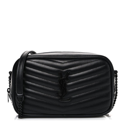 Calfskin Matelasse Monochrome Monogram Mini Lou Camera Bag Black