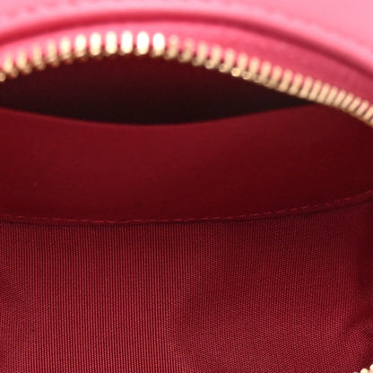 Lambskin Quilted Studded Round Clutch With Chain Dark Pink