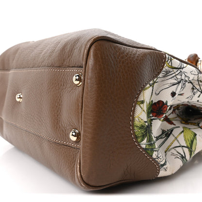 Canvas Floral Small Diana Bamboo Handle Bag Brown