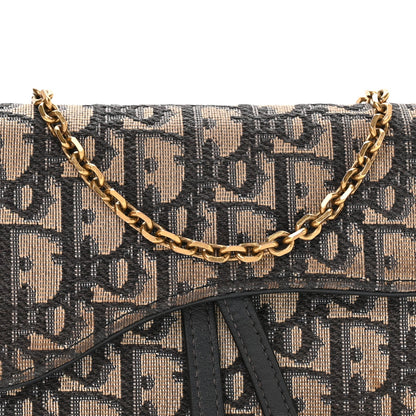 Oblique Saddle Chain Long Wallet  Blue