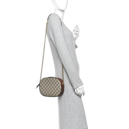 GG Supreme Monogram Cuoio Toscano Mini Chain Shoulder Bag Beige Ebony Cuir