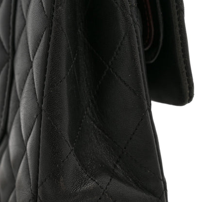 Lambskin Quilted Medium Double Flap Black