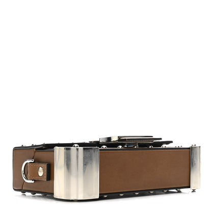 Shiny Glazed Fabric Vachetta FF 1974 Mini Baguette Trunk Mogano Panna Cuoio