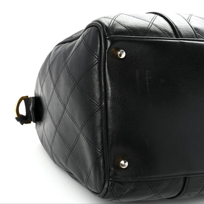 Calfskin Stitched Duffle Travel Bag Black