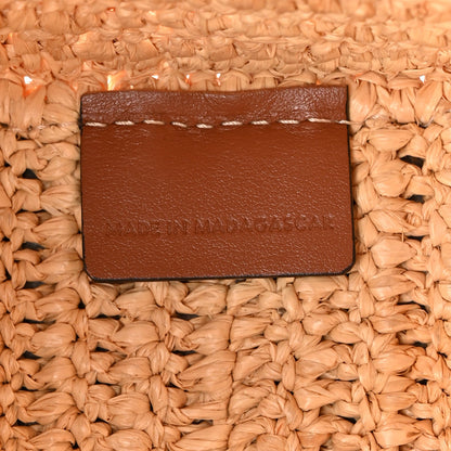 Raffia Calfskin Triomphe Cube Tote Natural Black