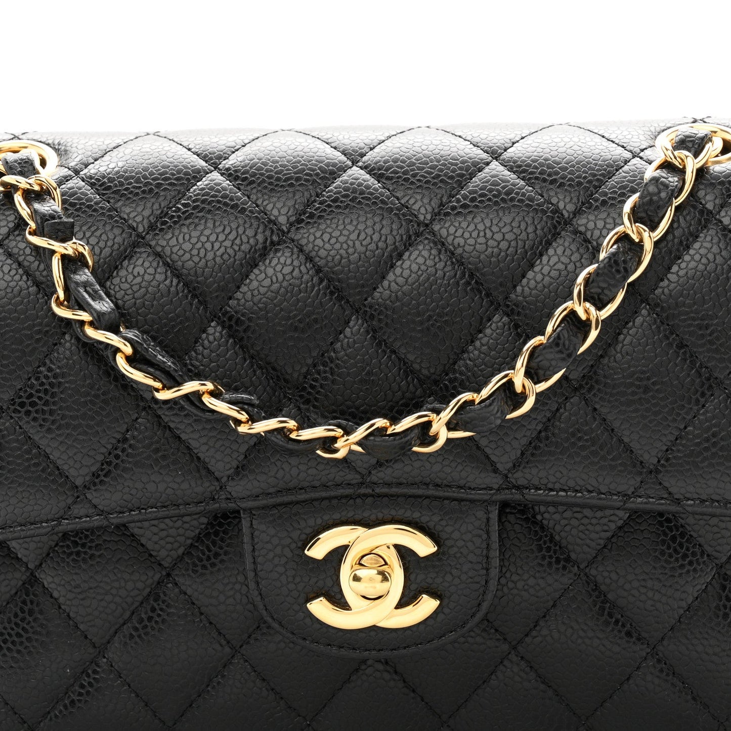 Caviar Quilted Small Double Flap Black