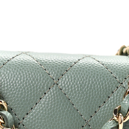 Caviar Quilted Mini Clutch With Chain Light Green