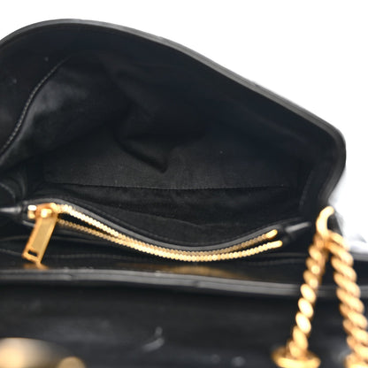 Calfskin Y Quilted Monogram Small Loulou Chain Satchel Black