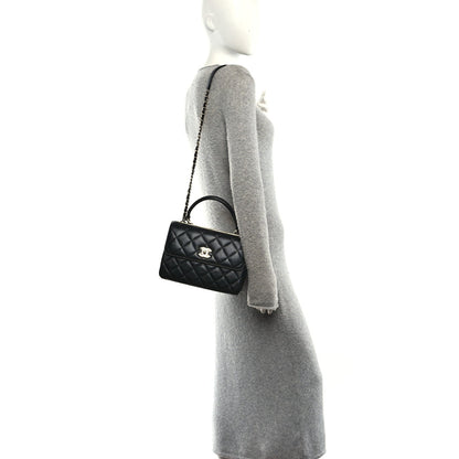 Lambskin Quilted Small Trendy CC Dual Handle Flap Bag Black
