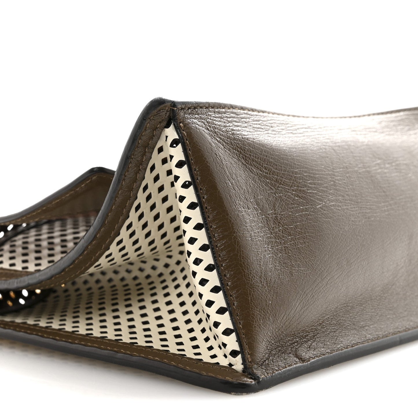 Vitello Liberty Glossy Lambskin F is Fendi Perforated Kan U Shoulder Bag White Ice Rust Maya