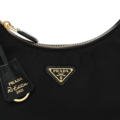 Tessuto Nylon Saffiano Mini Re-Edition 2005 Bag Black
