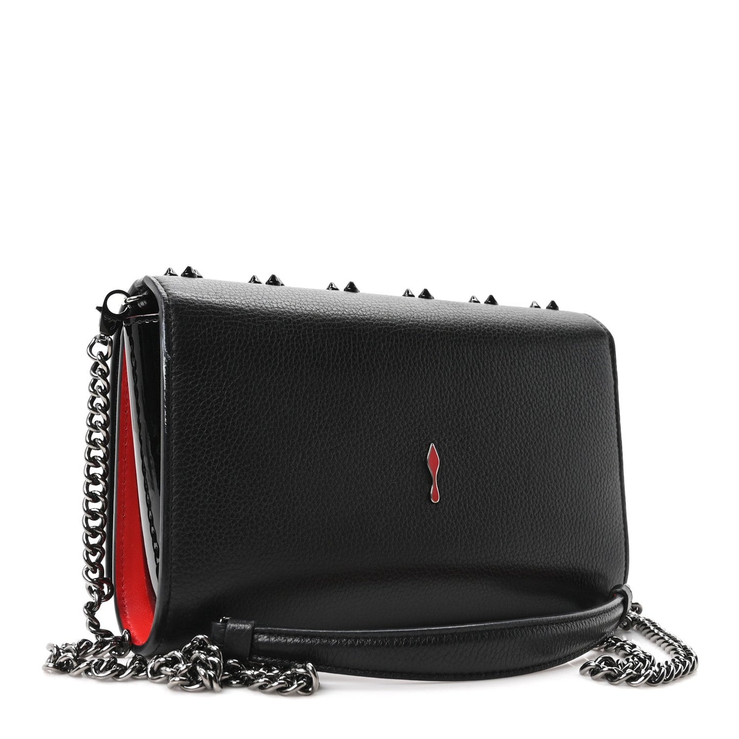 Calfskin Spikes Loubinthesky Paloma Clutch Black