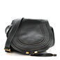 Grained Calfskin Medium Marcie Saddle Bag Black