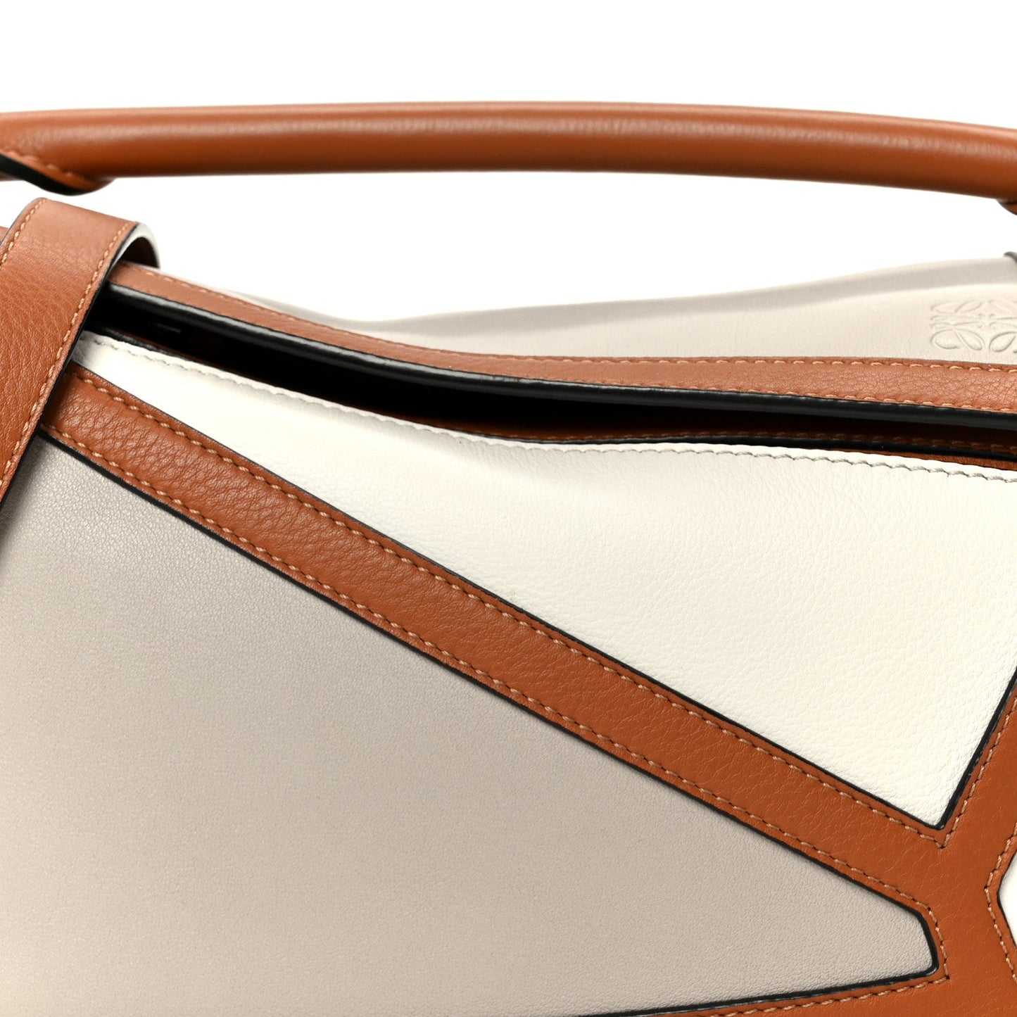 Calfskin Small Graphic Puzzle Bag Ghost Soft White