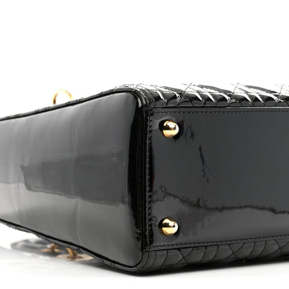 Patent Cannage Large Lady Dior Black