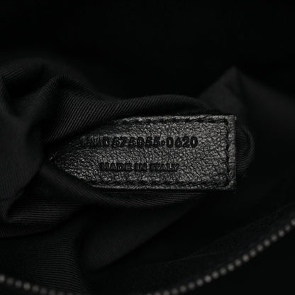 Crinkled Calfskin Matelasse Monogram Medium Niki Chain Satchel Black