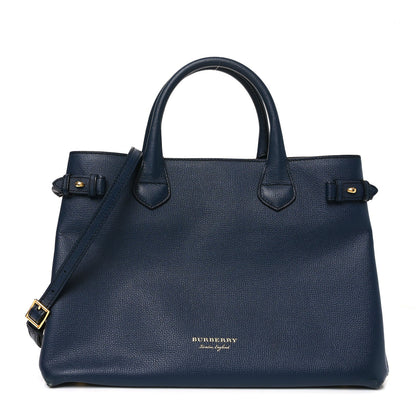 Derby Calfskin House Check Medium Banner Tote Ink Blue