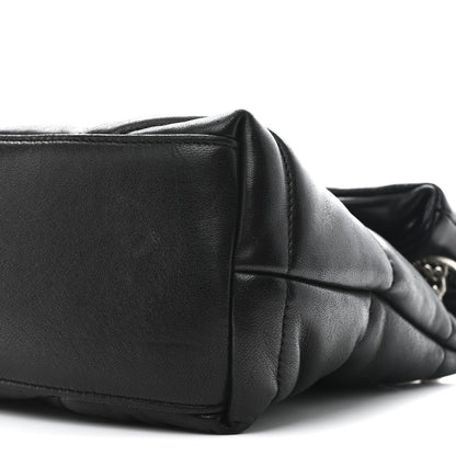 Lambskin Quilted Small Loulou Puffer Monogram Chain Satchel Black