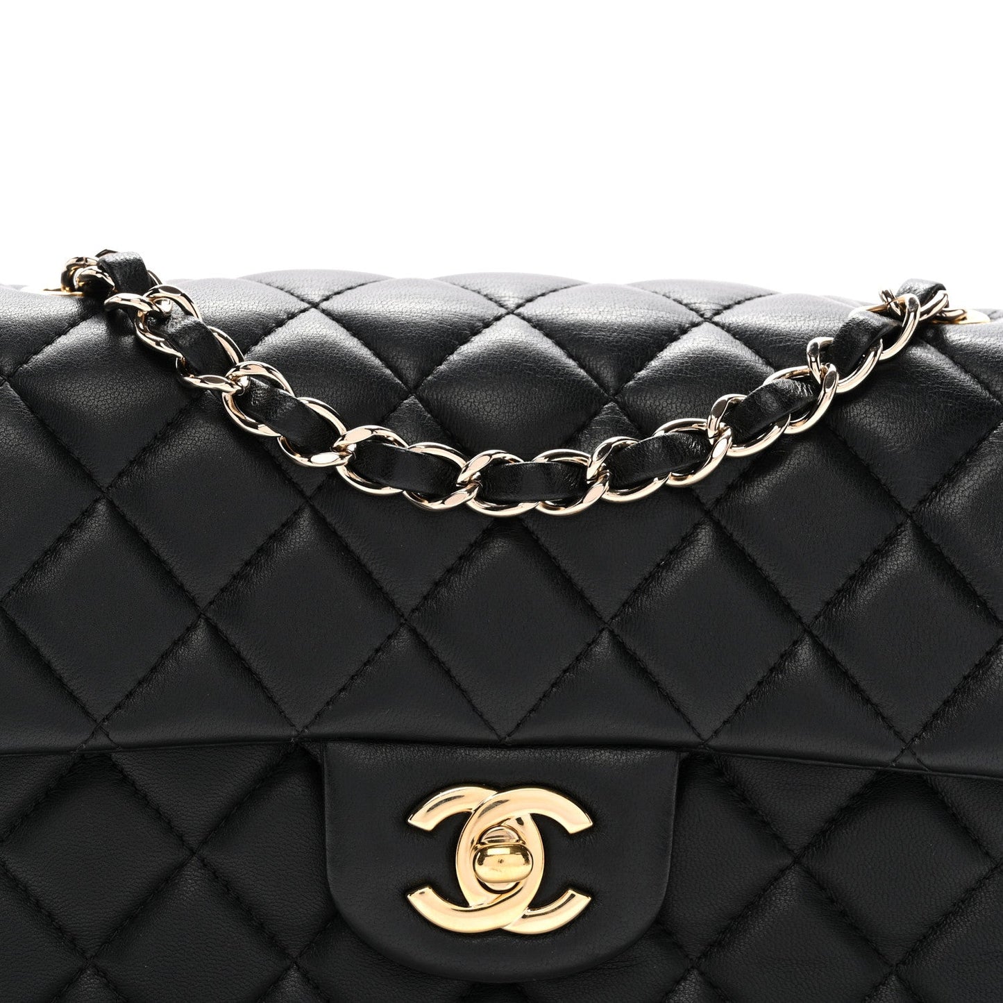Lambskin Quilted Mini Rectangular Flap Black